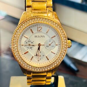 BULOVA SILVER DIAL ROSE GOLD-TONE WOMEN’S WATCH 97N101